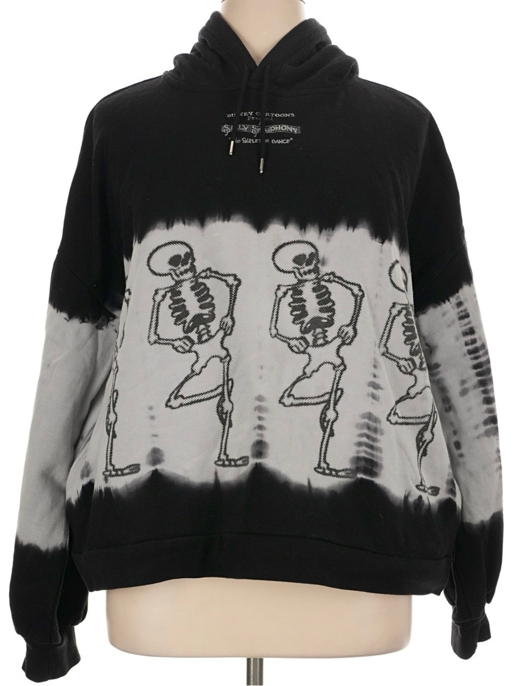 Disney Black & White Tie-Dye Skeleton Dance Hoodie